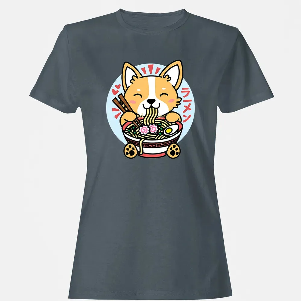 Kawaii Ramen  Cute Anime Dog Corgi Japanese Noodles Women's T-shirt - 3