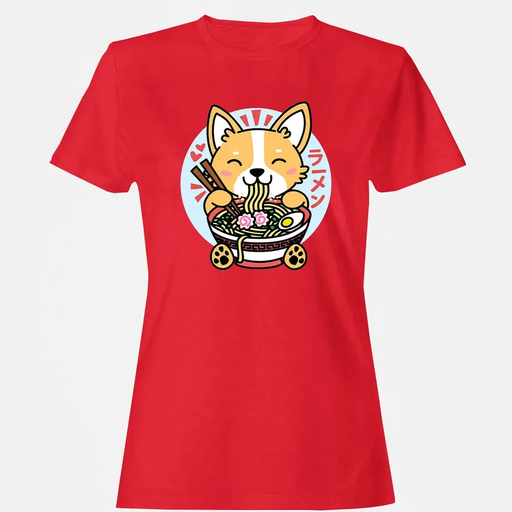 Kawaii Ramen  Cute Anime Dog Corgi Japanese Noodles Women's T-shirt - 13
