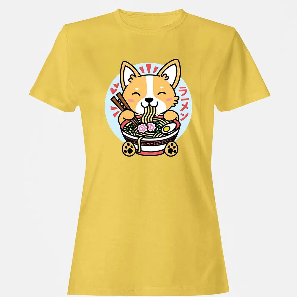 Kawaii Ramen  Cute Anime Dog Corgi Japanese Noodles Women's T-shirt - 4
