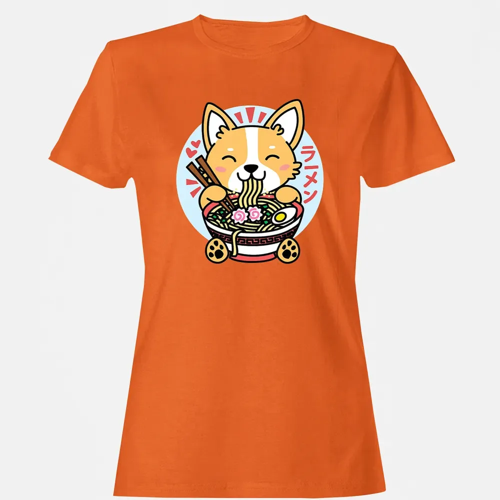 Kawaii Ramen  Cute Anime Dog Corgi Japanese Noodles Women's T-shirt - 11