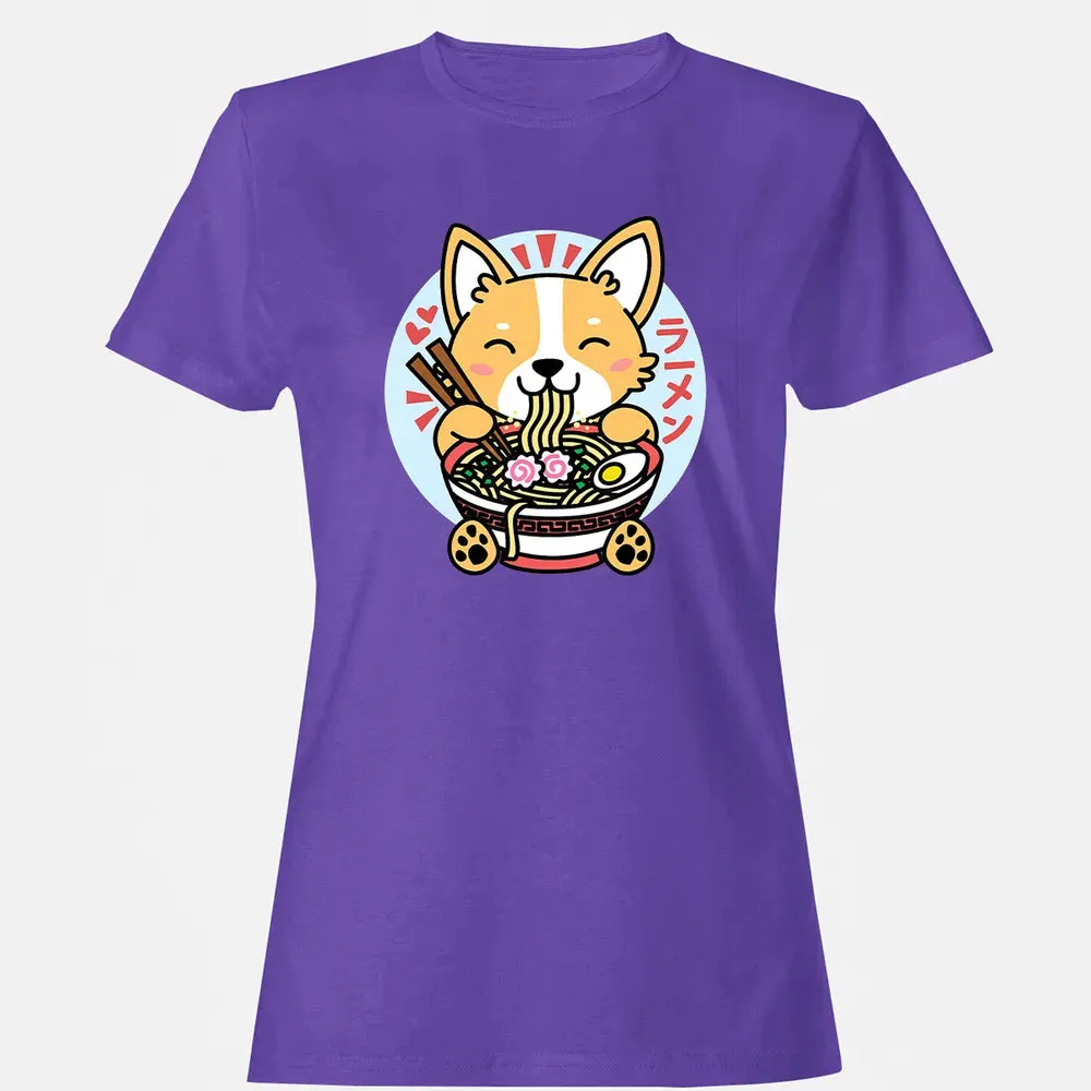 Kawaii Ramen  Cute Anime Dog Corgi Japanese Noodles Women's T-shirt - 12