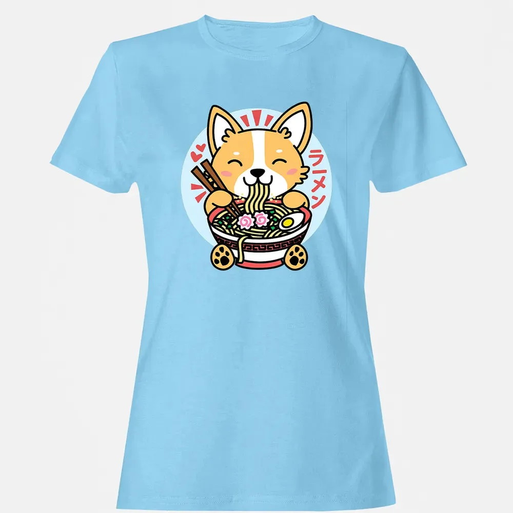 Kawaii Ramen  Cute Anime Dog Corgi Japanese Noodles Women's T-shirt - 8