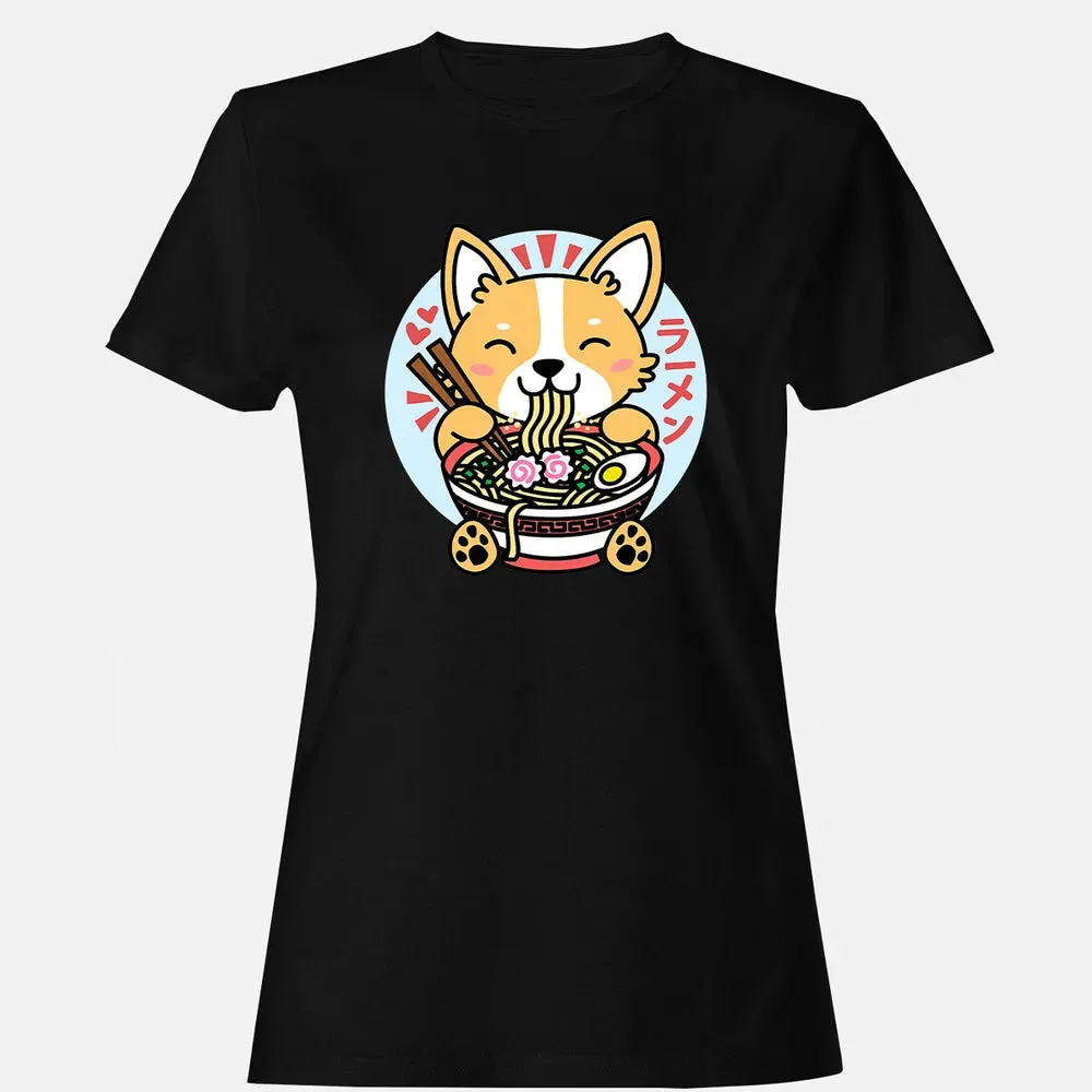 Kawaii Ramen  Cute Anime Dog Corgi Japanese Noodles Women's T-shirt - 16