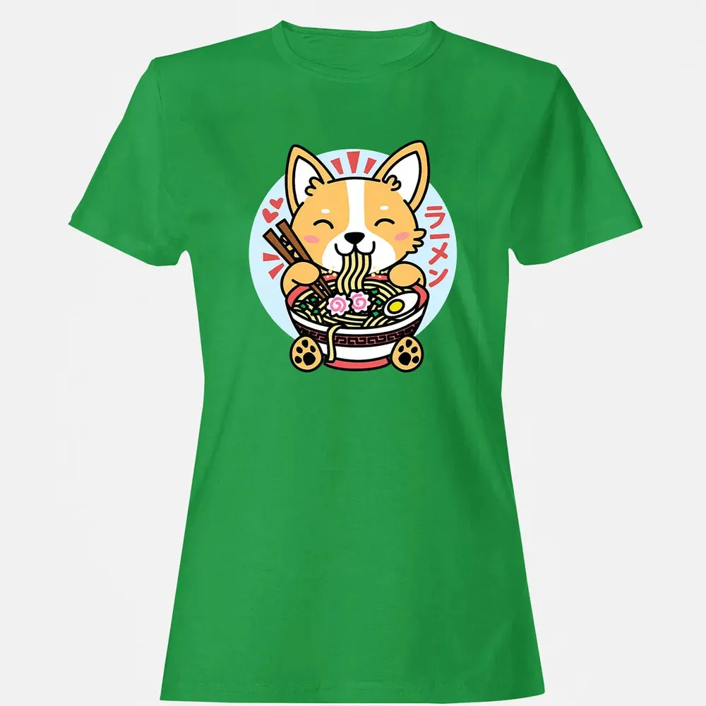 Kawaii Ramen  Cute Anime Dog Corgi Japanese Noodles Women's T-shirt - 7