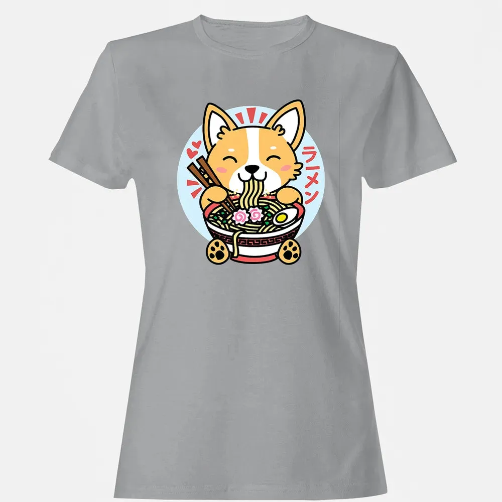 Kawaii Ramen  Cute Anime Dog Corgi Japanese Noodles Women's T-shirt - 15
