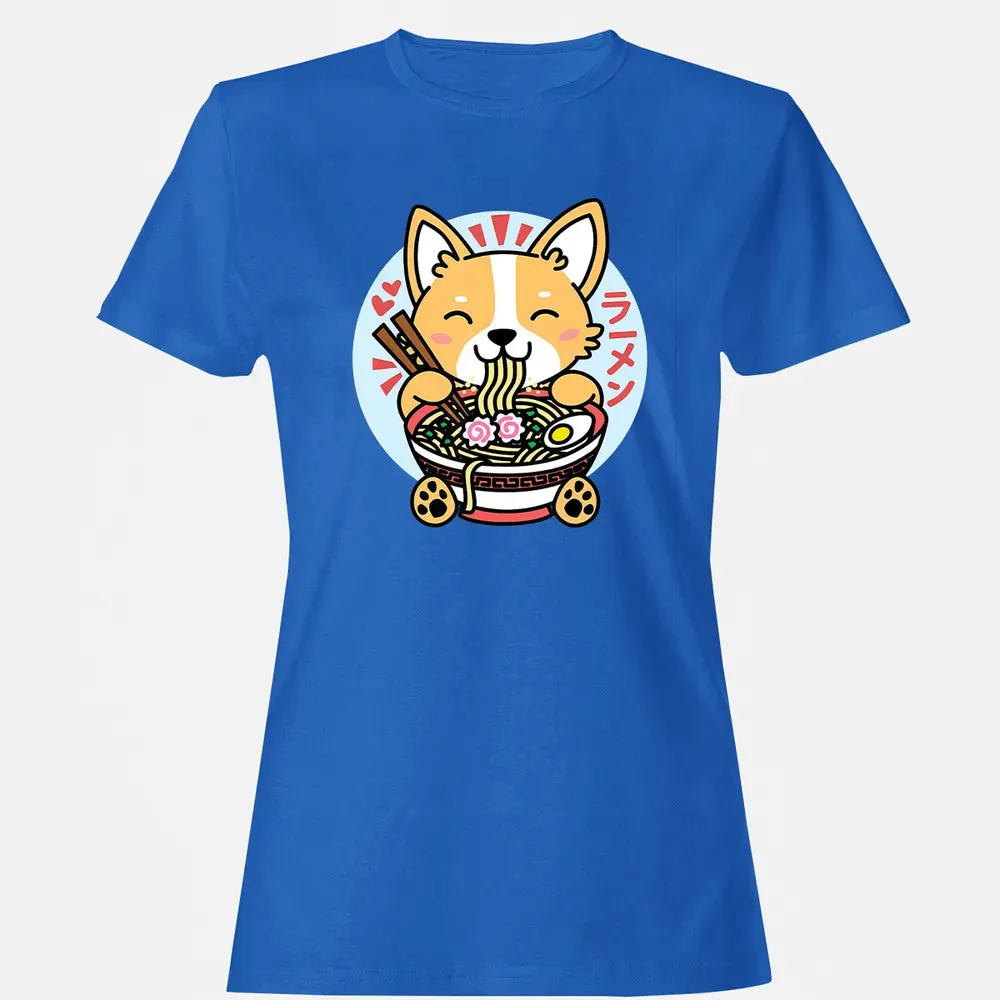 Kawaii Ramen  Cute Anime Dog Corgi Japanese Noodles Women's T-shirt - 14