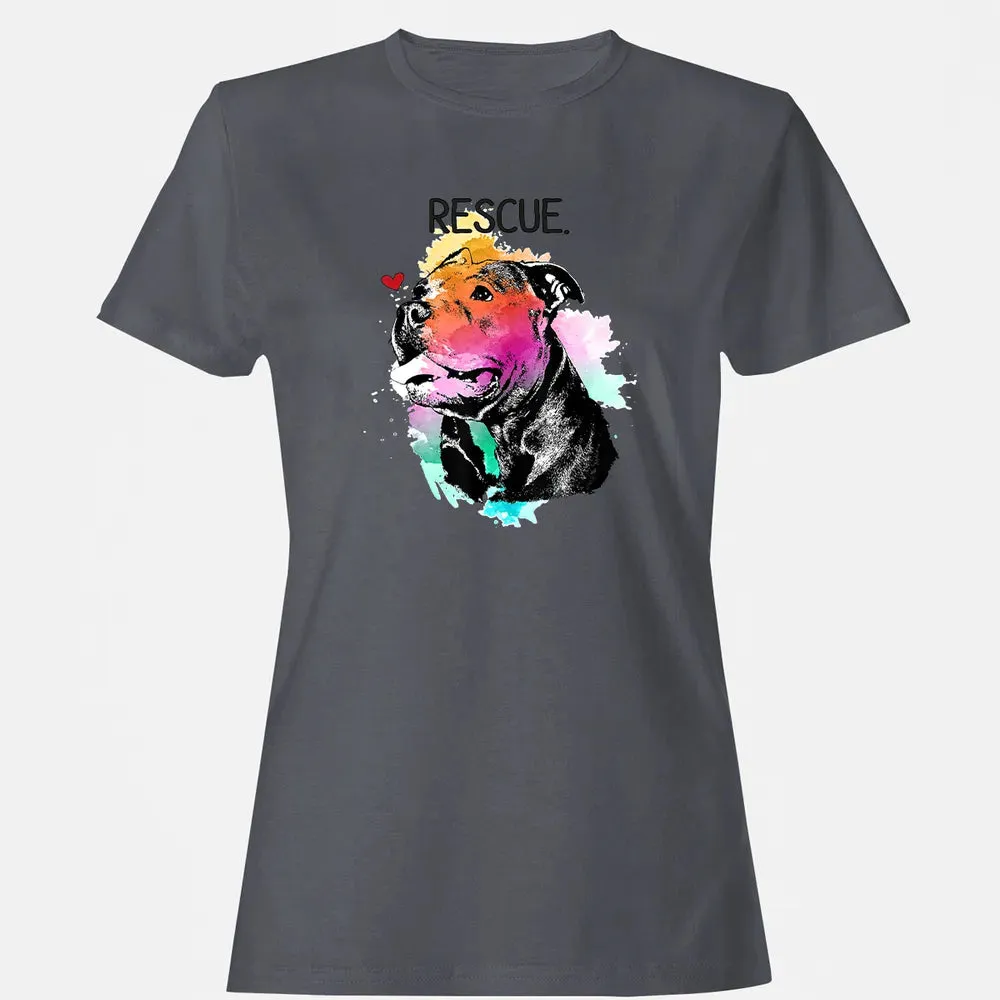 Pitbull Rescue Dog Adopt Don't Shop Watercolor Mom Gift Women's T-shirt - 5