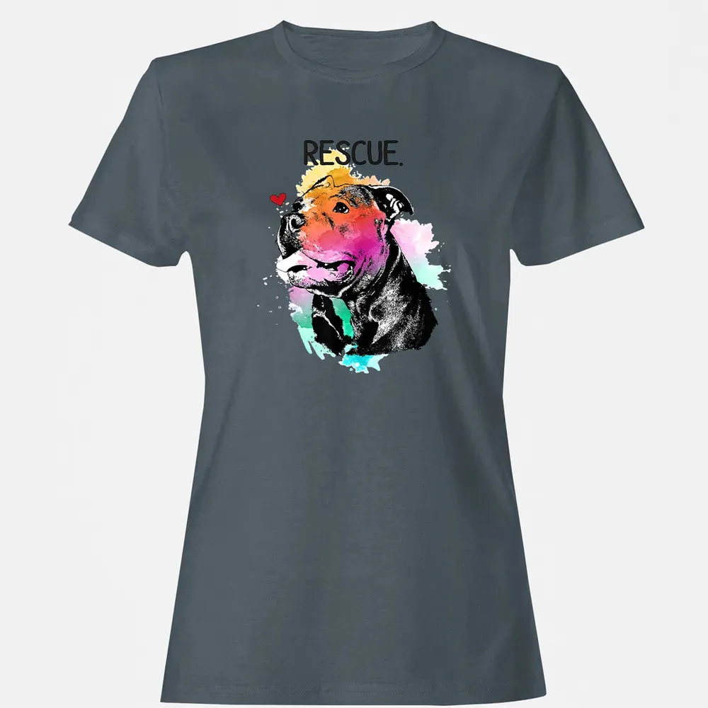 Pitbull Rescue Dog Adopt Don't Shop Watercolor Mom Gift Women's T-shirt - 3