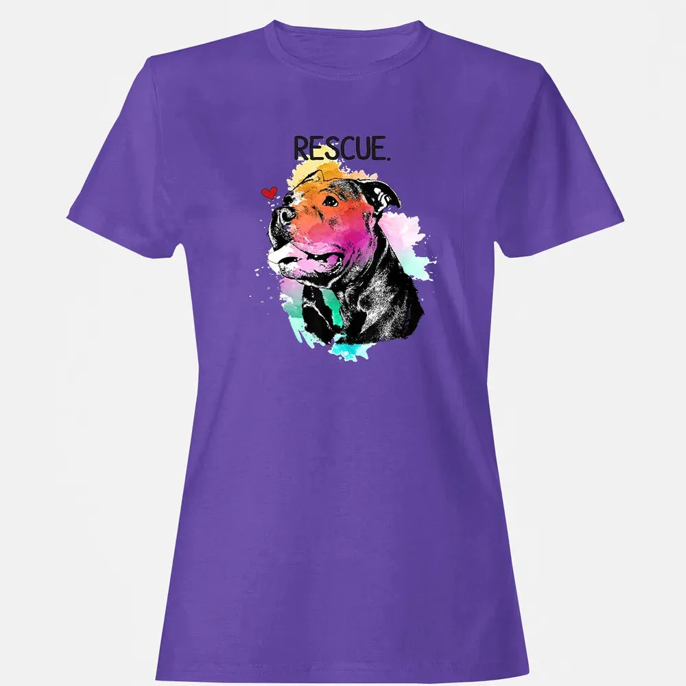 Pitbull Rescue Dog Adopt Don't Shop Watercolor Mom Gift Women's T-shirt - 12