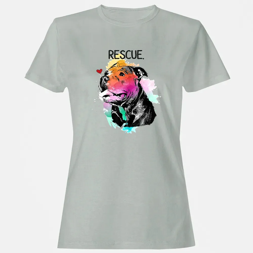 Pitbull Rescue Dog Adopt Don't Shop Watercolor Mom Gift Women's T-shirt - 2