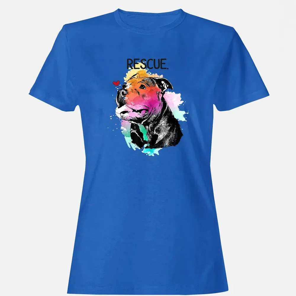 Pitbull Rescue Dog Adopt Don't Shop Watercolor Mom Gift Women's T-shirt - 14