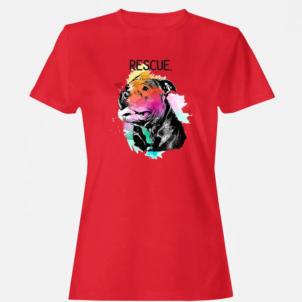 Pitbull Rescue Dog Adopt Don't Shop Watercolor Mom Gift Women's T-shirt - 13