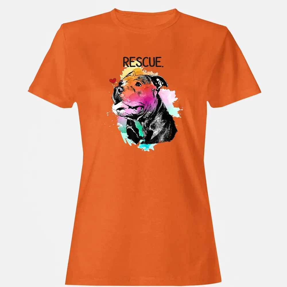 Pitbull Rescue Dog Adopt Don't Shop Watercolor Mom Gift Women's T-shirt - 11