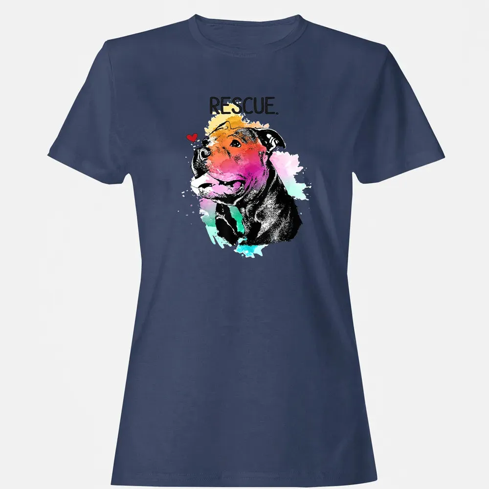 Pitbull Rescue Dog Adopt Don't Shop Watercolor Mom Gift Women's T-shirt - 10