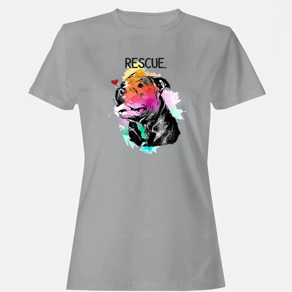 Pitbull Rescue Dog Adopt Don't Shop Watercolor Mom Gift Women's T-shirt - 15