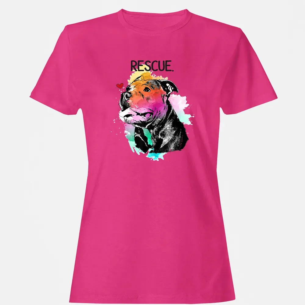 Pitbull Rescue Dog Adopt Don't Shop Watercolor Mom Gift Women's T-shirt - 6