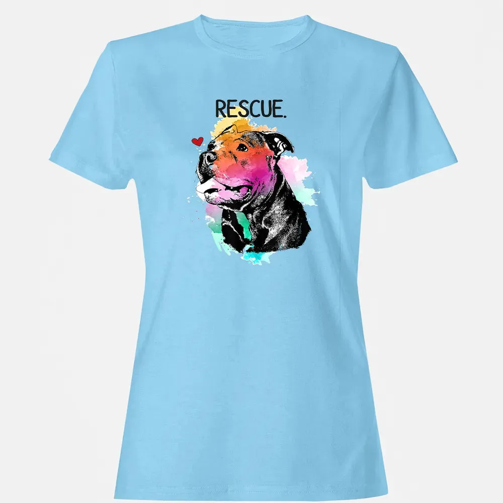 Pitbull Rescue Dog Adopt Don't Shop Watercolor Mom Gift Women's T-shirt - 8