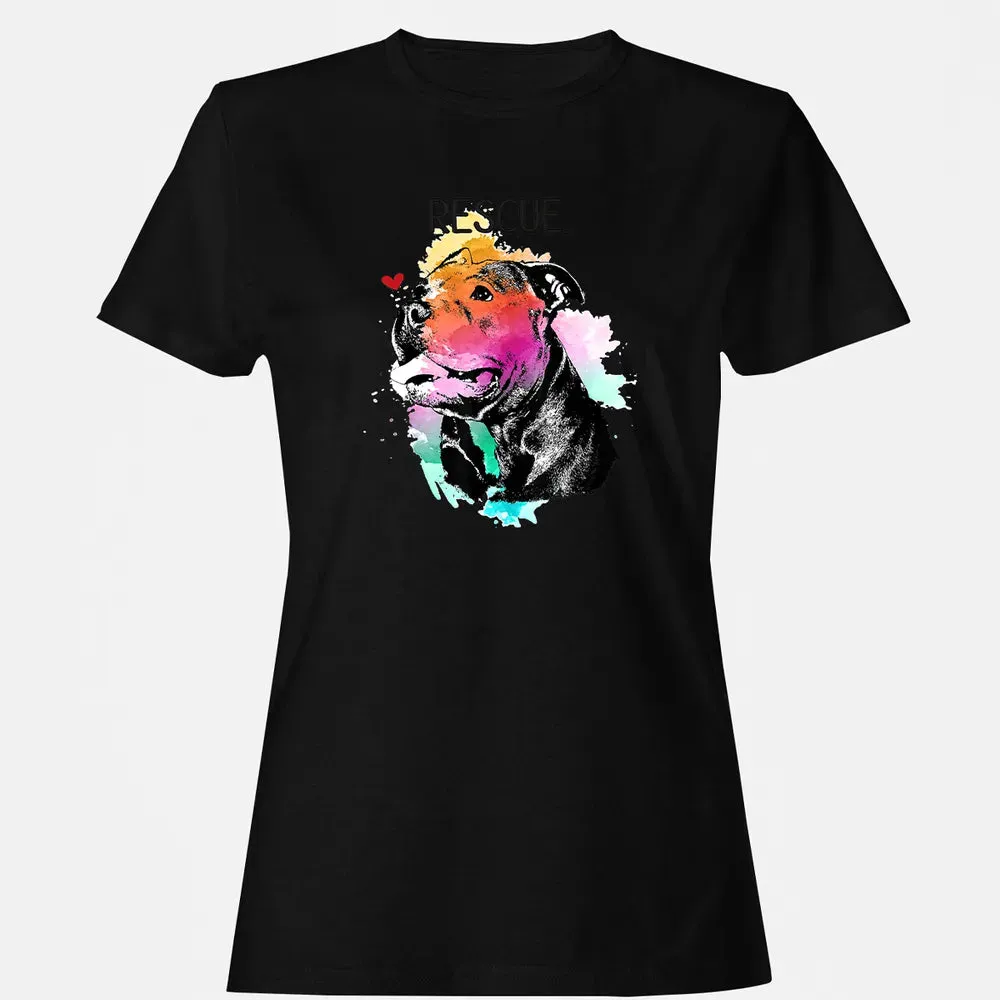 Pitbull Rescue Dog Adopt Don't Shop Watercolor Mom Gift Women's T-shirt - 16