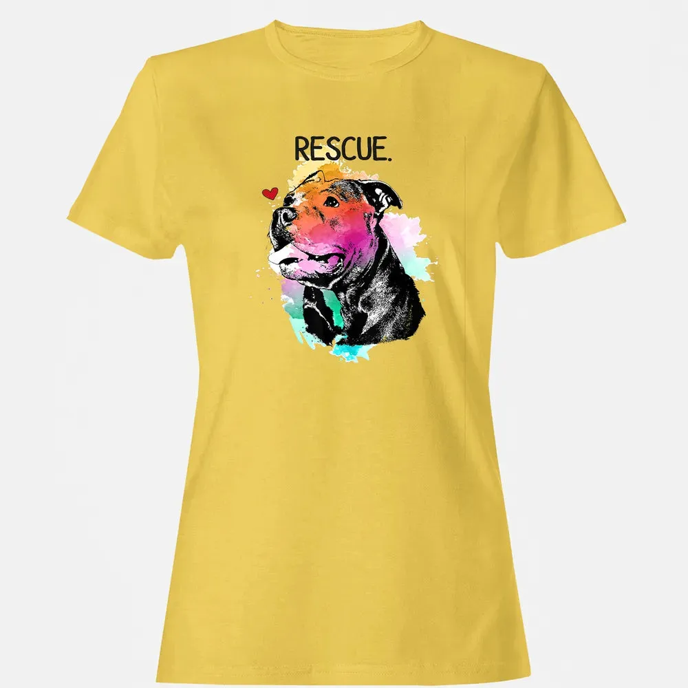 Pitbull Rescue Dog Adopt Don't Shop Watercolor Mom Gift Women's T-shirt - 4