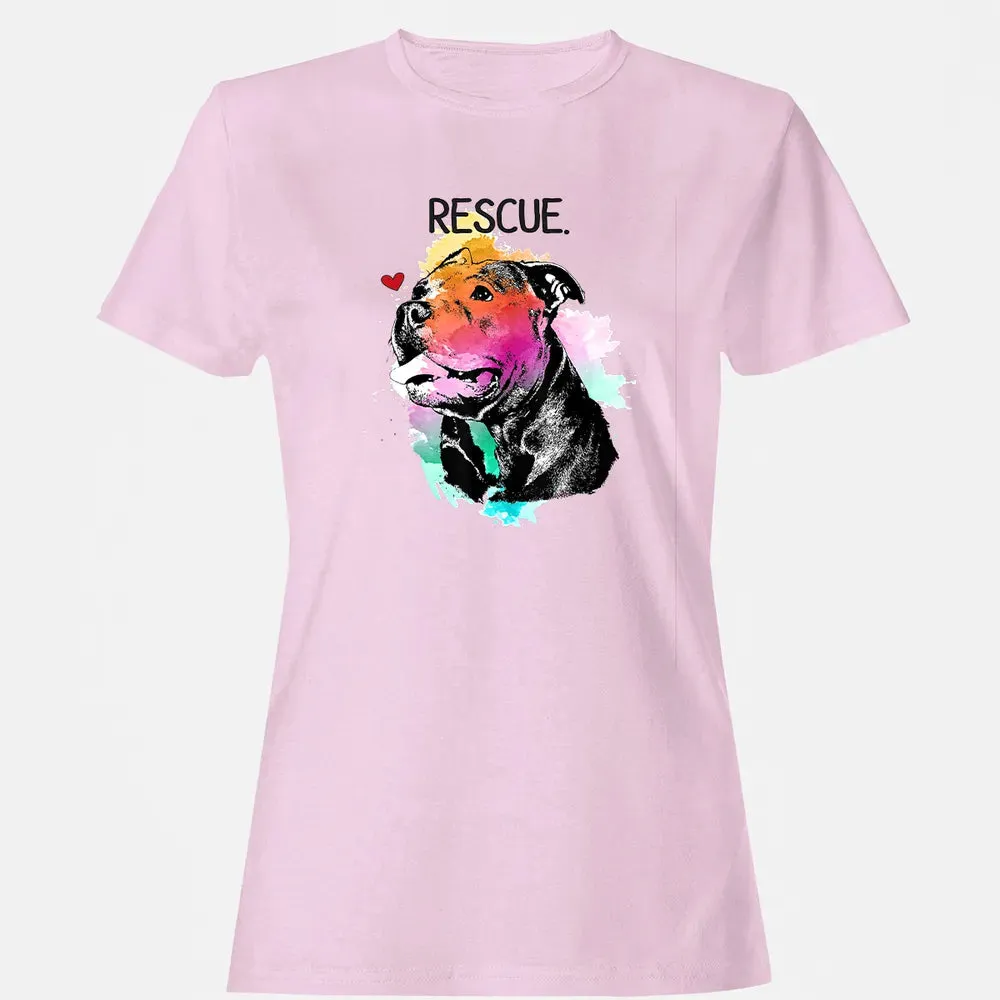Pitbull Rescue Dog Adopt Don't Shop Watercolor Mom Gift Women's T-shirt - 9
