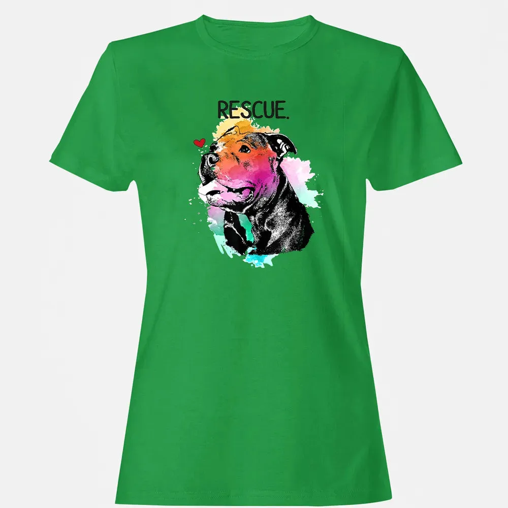 Pitbull Rescue Dog Adopt Don't Shop Watercolor Mom Gift Women's T-shirt - 7