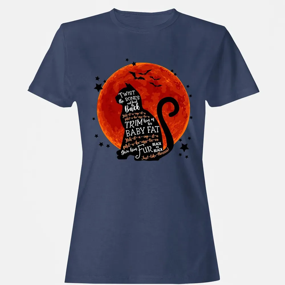 Black Cat Halloween Moon Women's T-shirt - 10