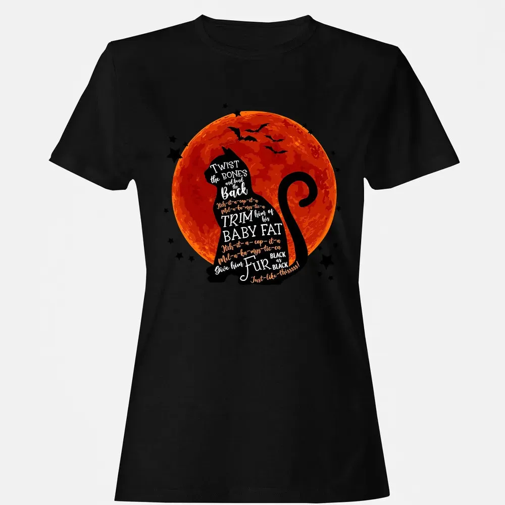 Black Cat Halloween Moon Women's T-shirt - 16