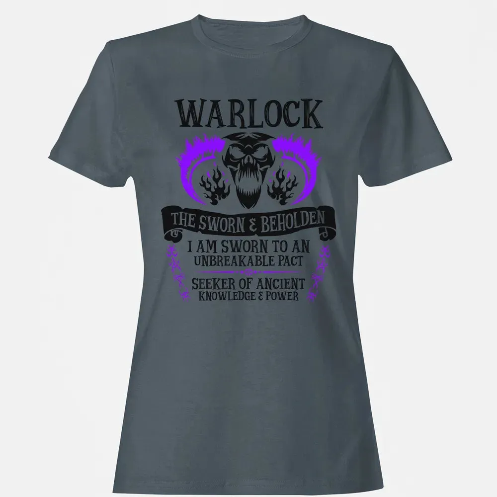 WARLOCK, THE SWORN AND BEHOLDEN (Black Text) Women's T-shirt - 3