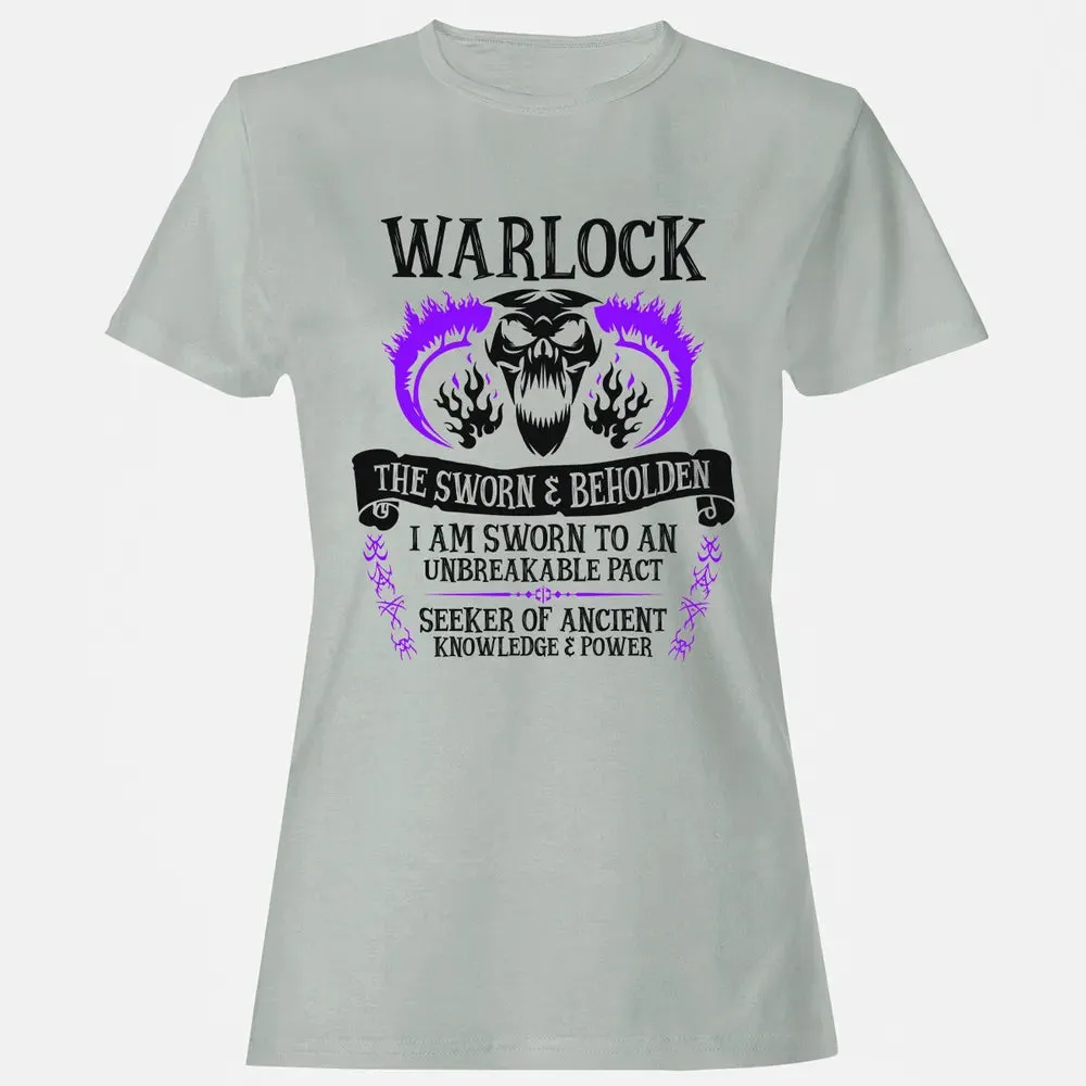 WARLOCK, THE SWORN AND BEHOLDEN (Black Text) Women's T-shirt - 2