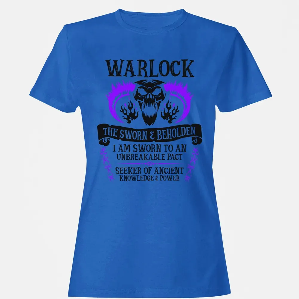 WARLOCK, THE SWORN AND BEHOLDEN (Black Text) Women's T-shirt - 14