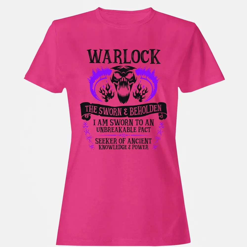 WARLOCK, THE SWORN AND BEHOLDEN (Black Text) Women's T-shirt - 6