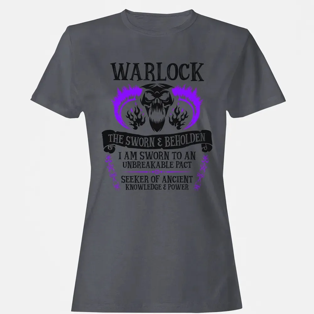 WARLOCK, THE SWORN AND BEHOLDEN (Black Text) Women's T-shirt - 5