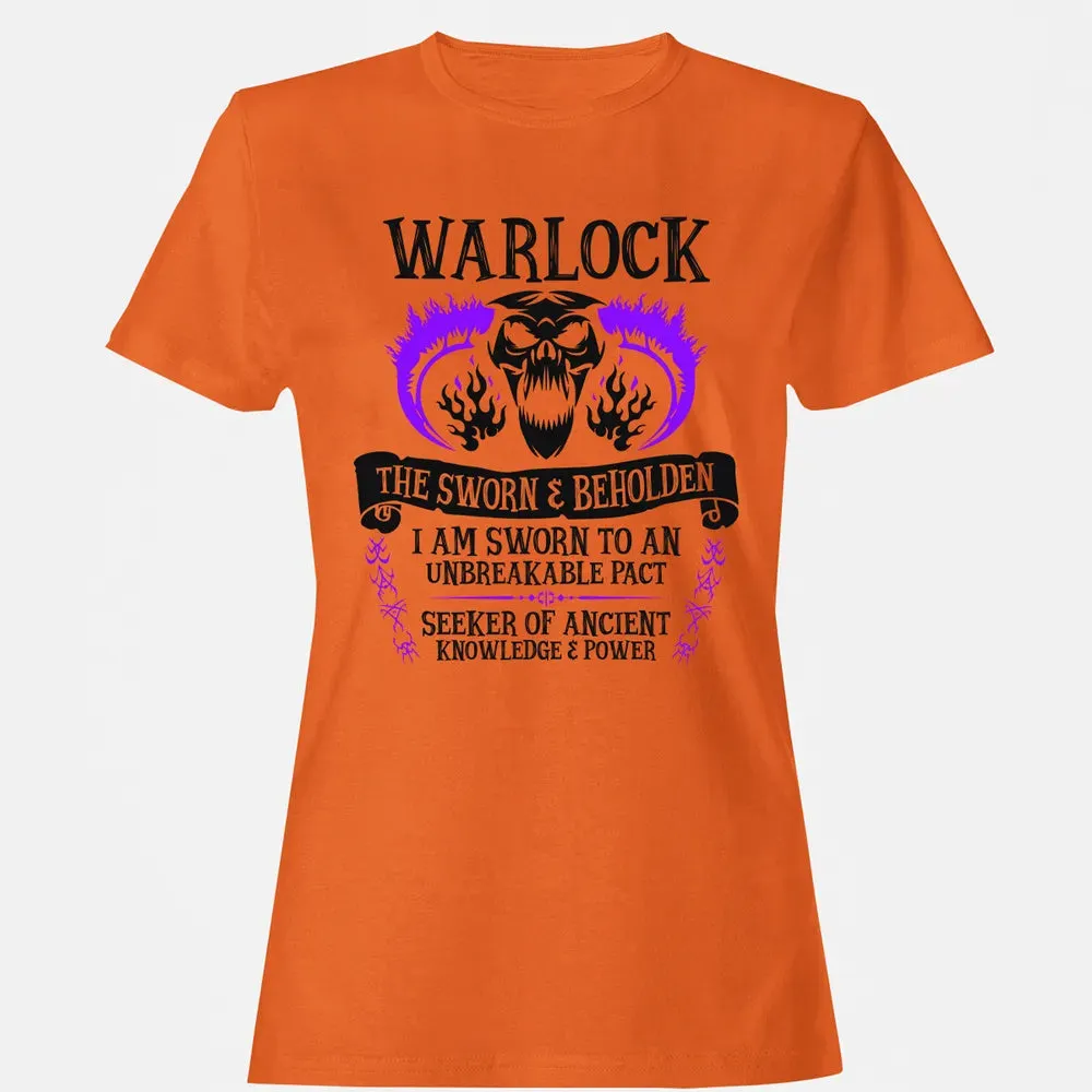 WARLOCK, THE SWORN AND BEHOLDEN (Black Text) Women's T-shirt - 11