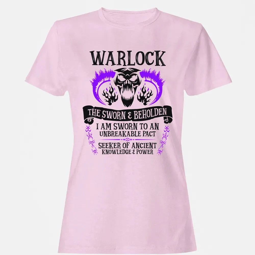 WARLOCK, THE SWORN AND BEHOLDEN (Black Text) Women's T-shirt - 9