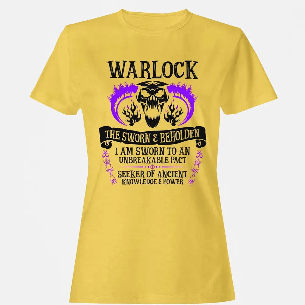 WARLOCK, THE SWORN AND BEHOLDEN (Black Text) Women's T-shirt - 4