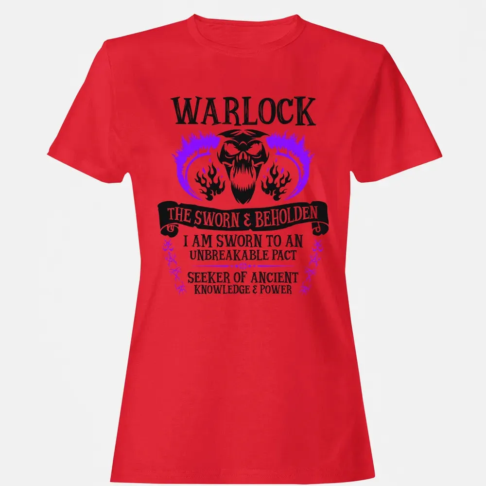 WARLOCK, THE SWORN AND BEHOLDEN (Black Text) Women's T-shirt - 13