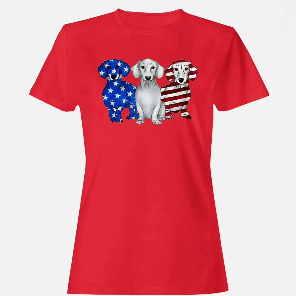 Dachshund American Flag Women's T-shirt - 13