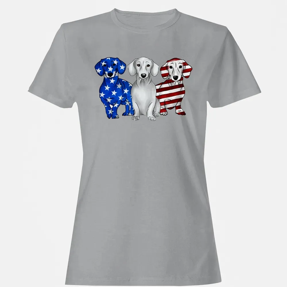 Dachshund American Flag Women's T-shirt - 15
