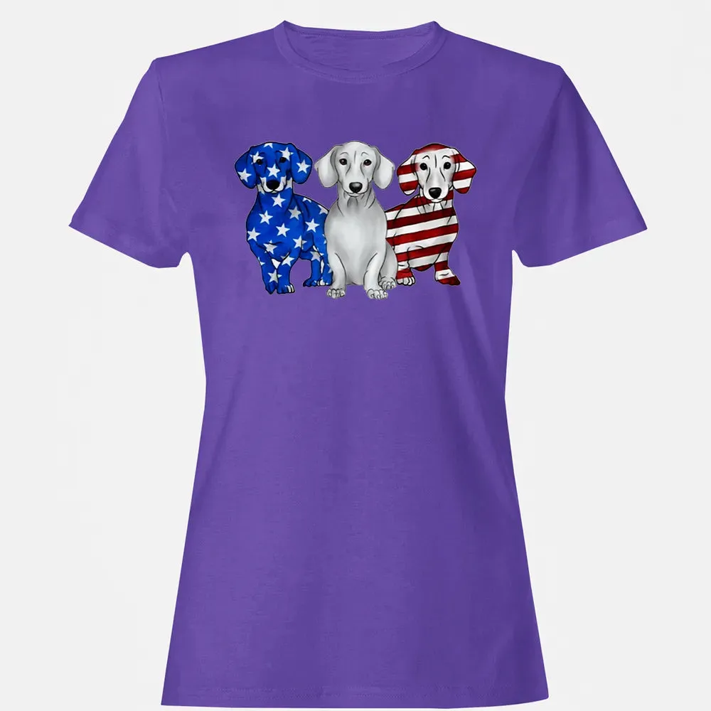 Dachshund American Flag Women's T-shirt - 12
