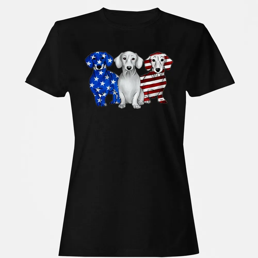 Dachshund American Flag Women's T-shirt - 16