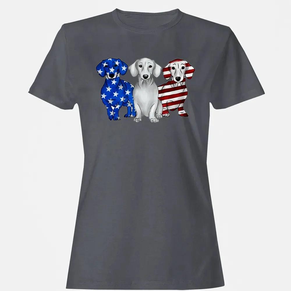 Dachshund American Flag Women's T-shirt - 5