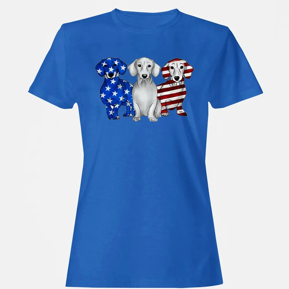 Dachshund American Flag Women's T-shirt - 14