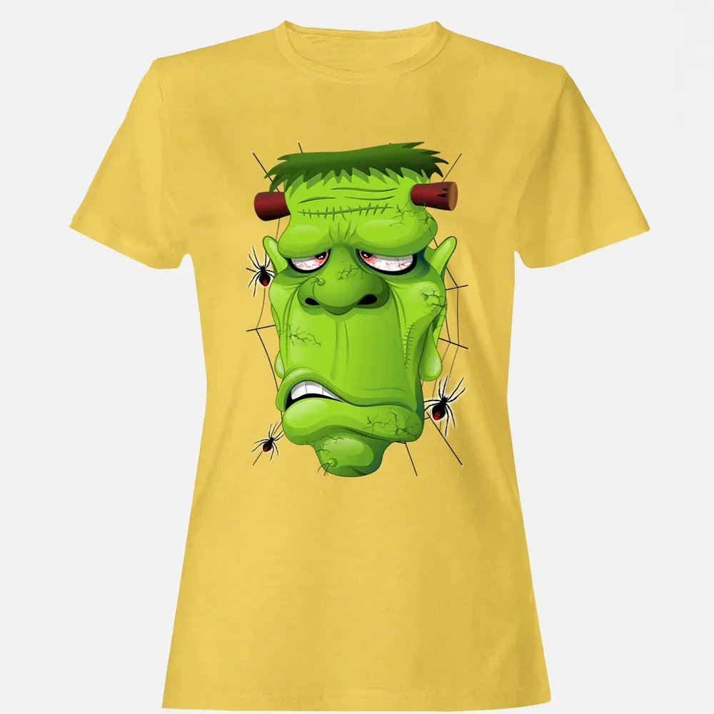 Frankenstein Ugly Portrait and Spiders Women's T-shirt - 4