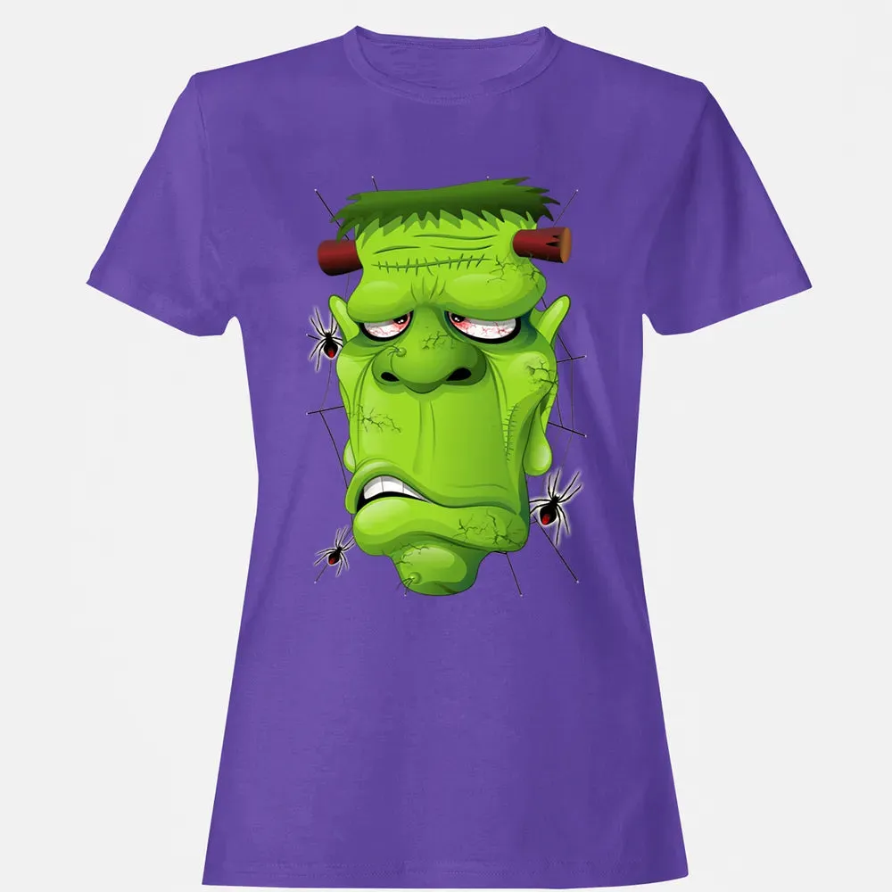 Frankenstein Ugly Portrait and Spiders Women's T-shirt - 12