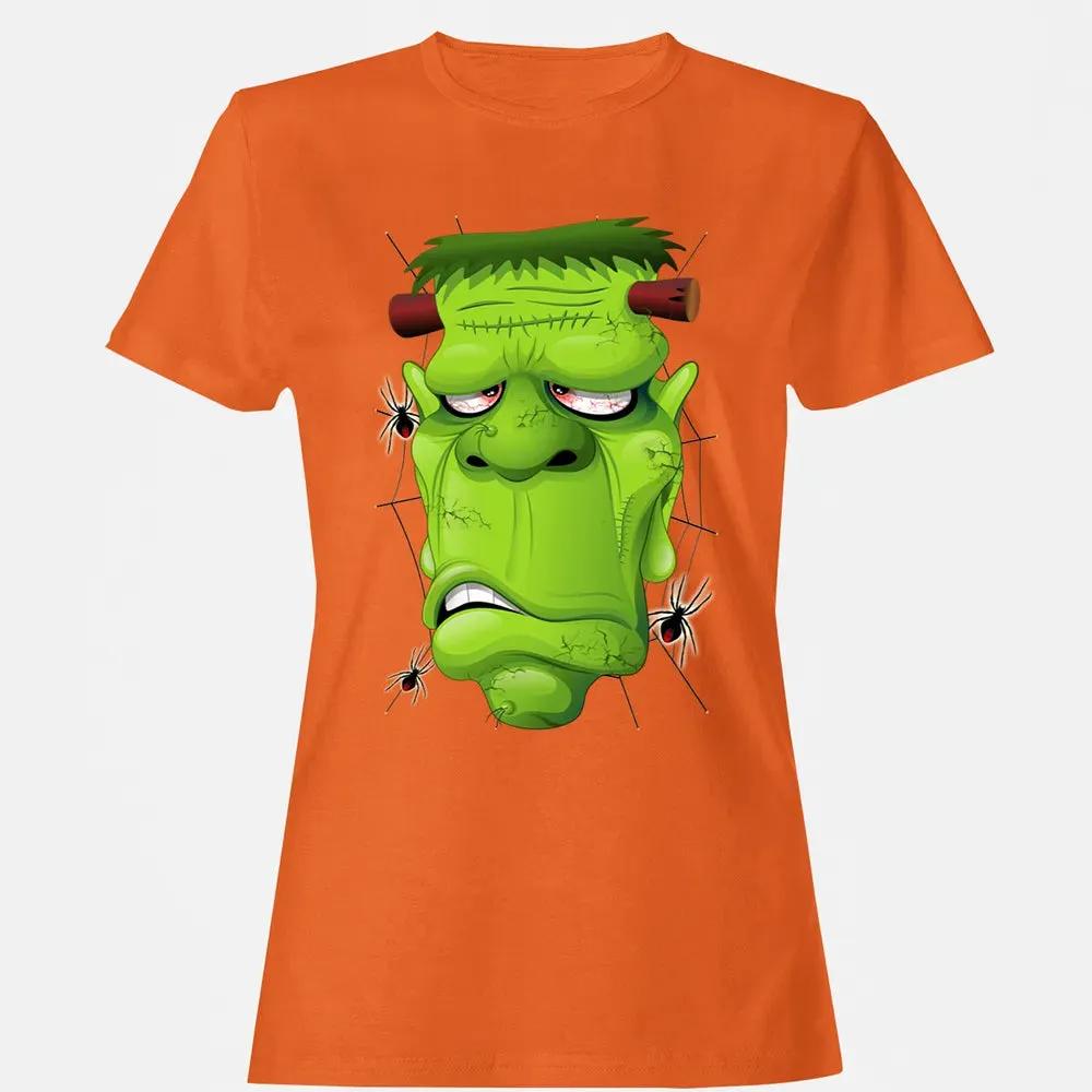 Frankenstein Ugly Portrait and Spiders Women's T-shirt - 11