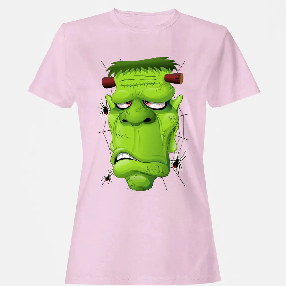 Frankenstein Ugly Portrait and Spiders Women's T-shirt - 9