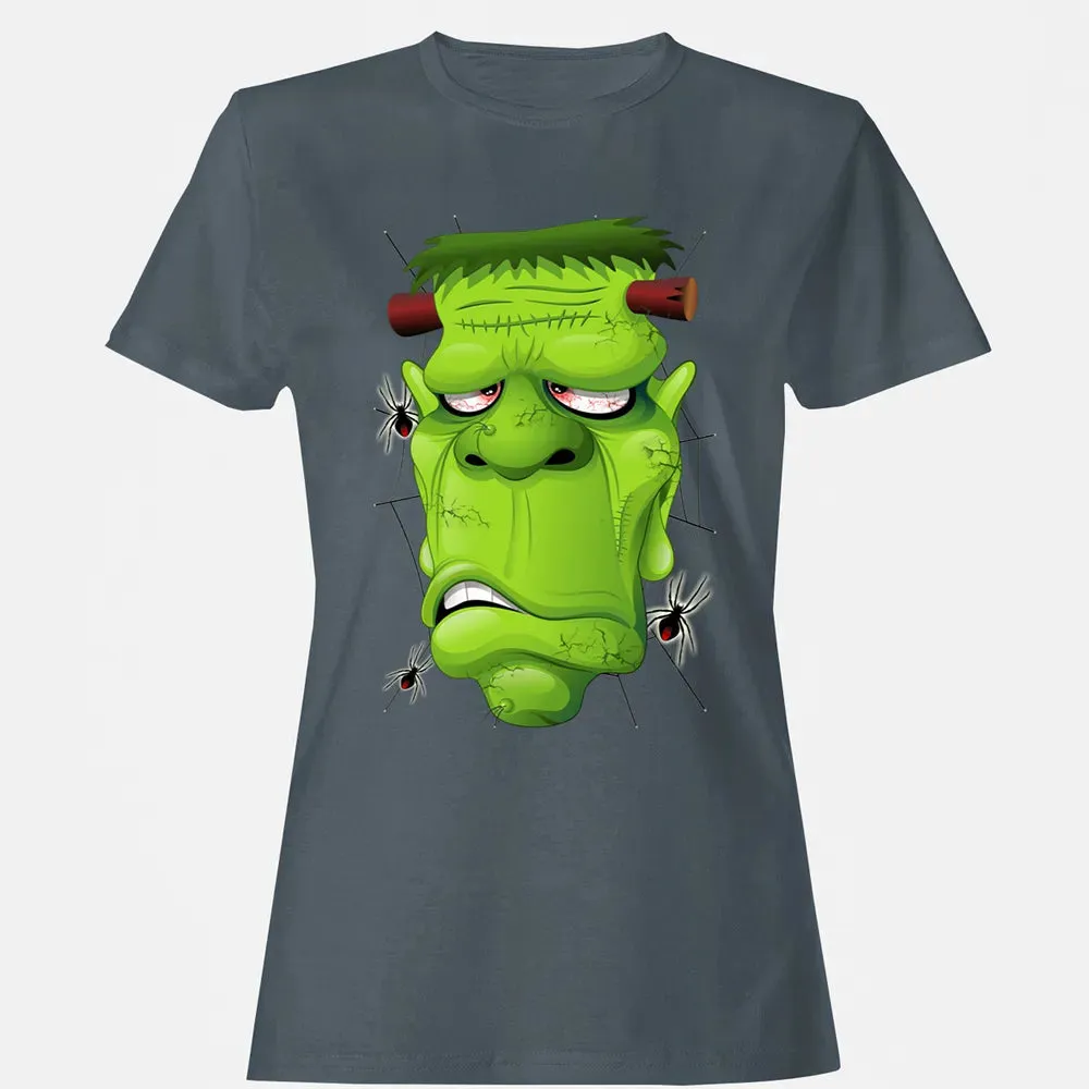 Frankenstein Ugly Portrait and Spiders Women's T-shirt - 3