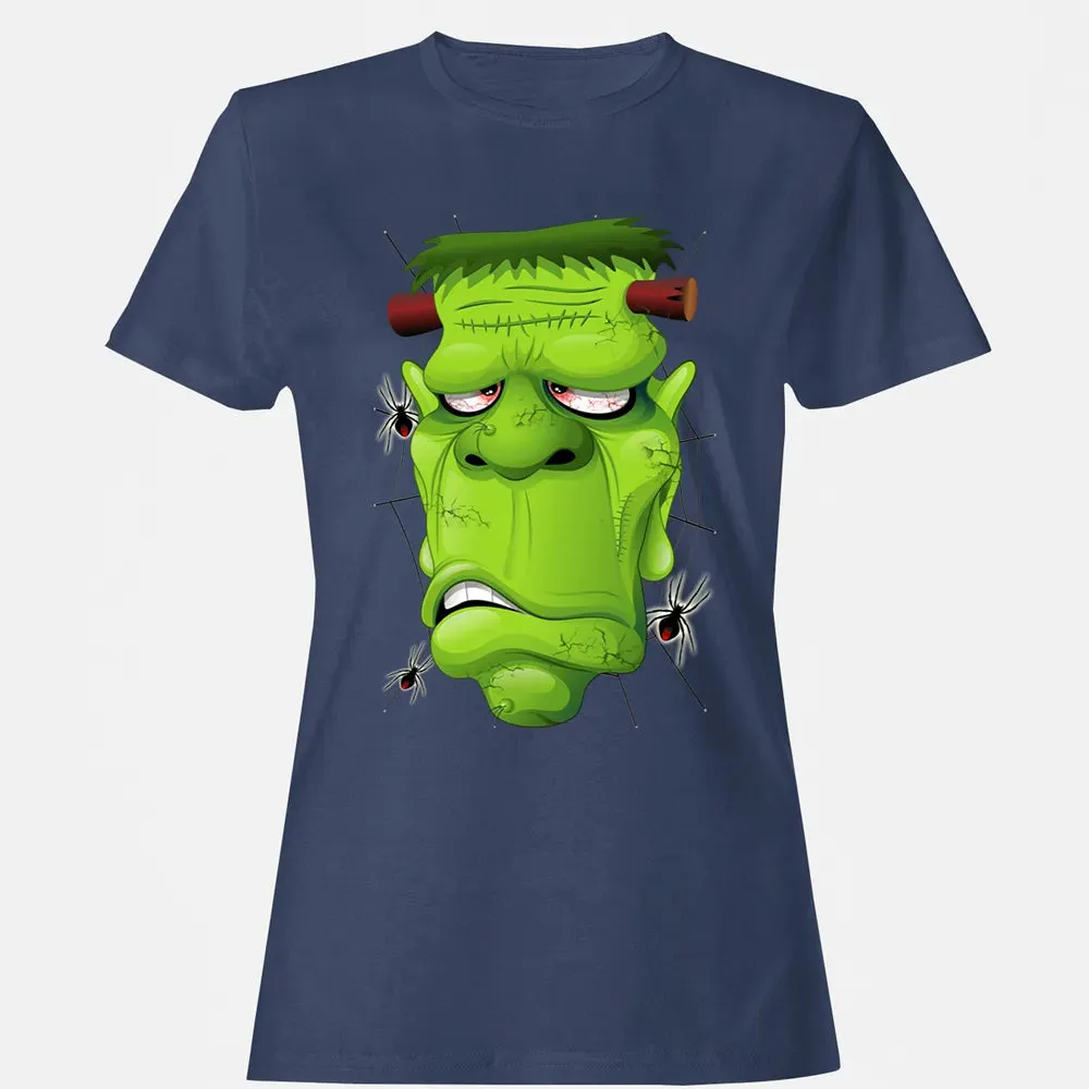 Frankenstein Ugly Portrait and Spiders Women's T-shirt - 10
