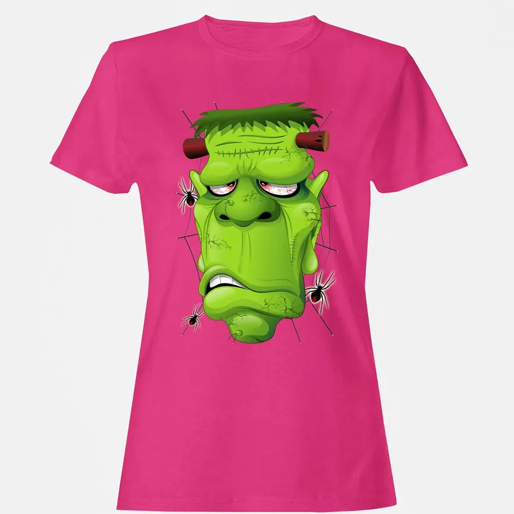 Frankenstein Ugly Portrait and Spiders Women's T-shirt - 6