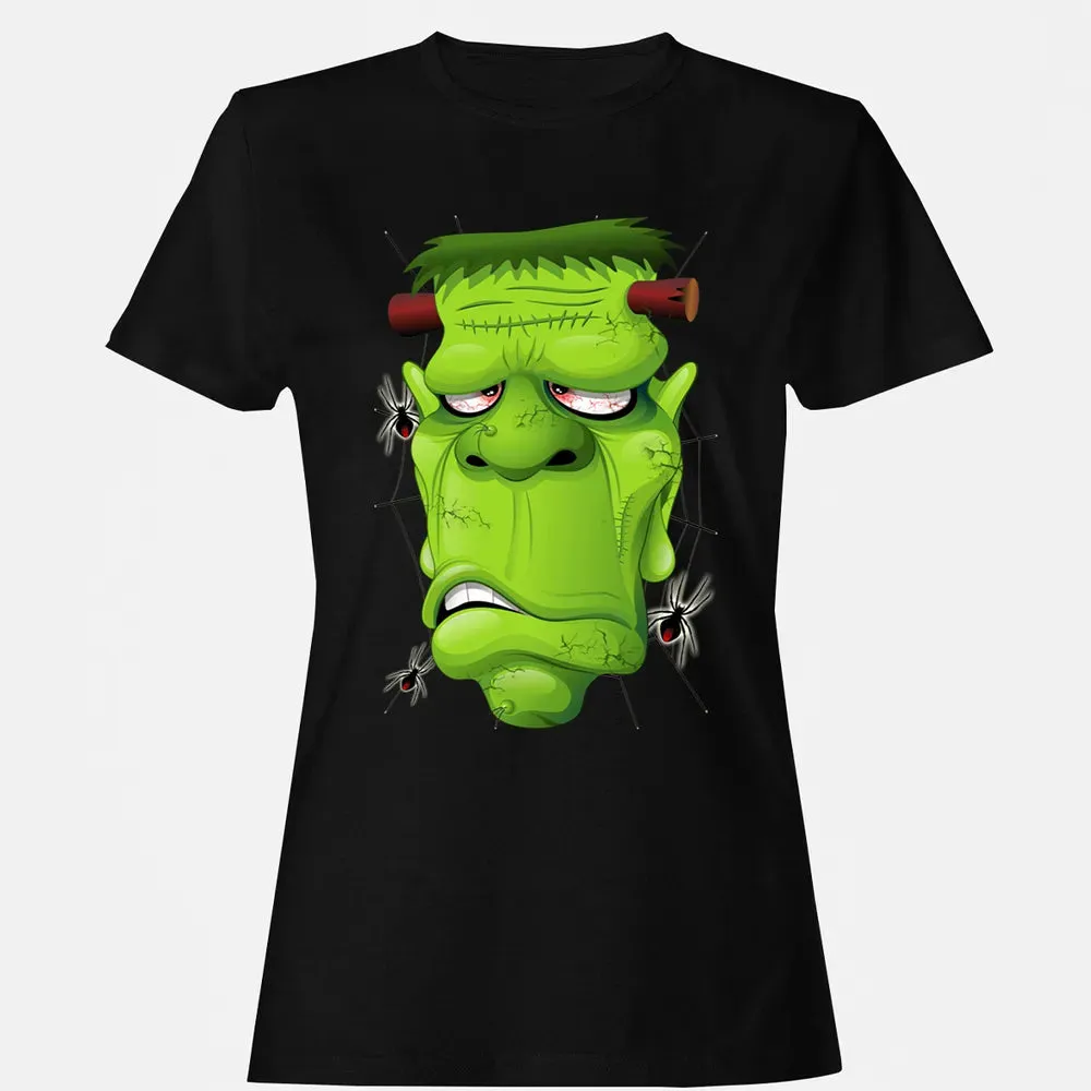 Frankenstein Ugly Portrait and Spiders Women's T-shirt - 16